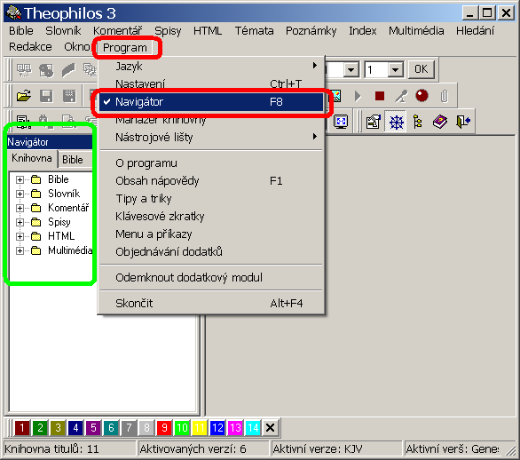 Otevření navigátoru
