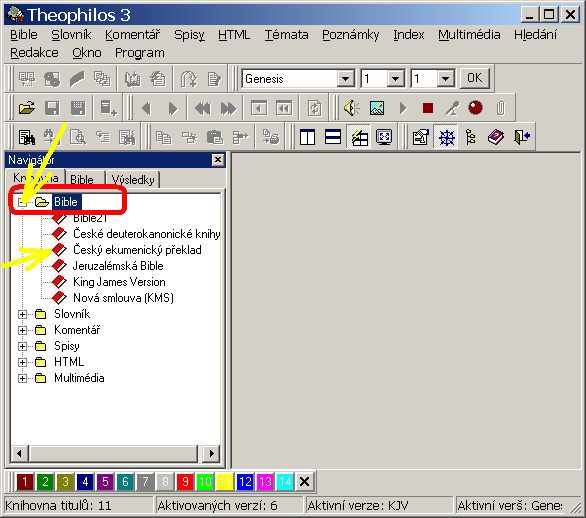 Otevření složky Bible